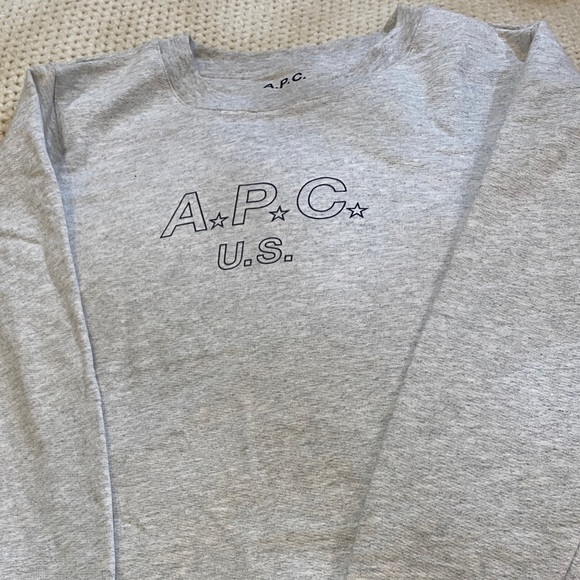 APC U.S. Logo & Stars on Long Sleeve Gray Retro Fit Pullover Sweatshirt MED NWOT - Picture 14 of 15